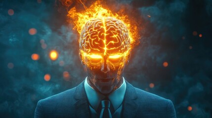 Wall Mural - Man with Burning Brain