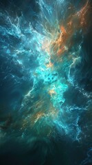 Canvas Print - Abstract swirling nebula in shades of blue and gold.