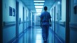 © Hansa & Party - A dark hospital hallway at night, with an unfocused figure in scrubs in the background