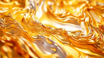 Poster - A mesmerizing abstract background featuring a swirling mixture of gold and silver liquid, evoking concepts of fluidity, wealth, luxury, dynamism, and transformation.