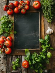 Canvas Print - Vegetable display on wooden table