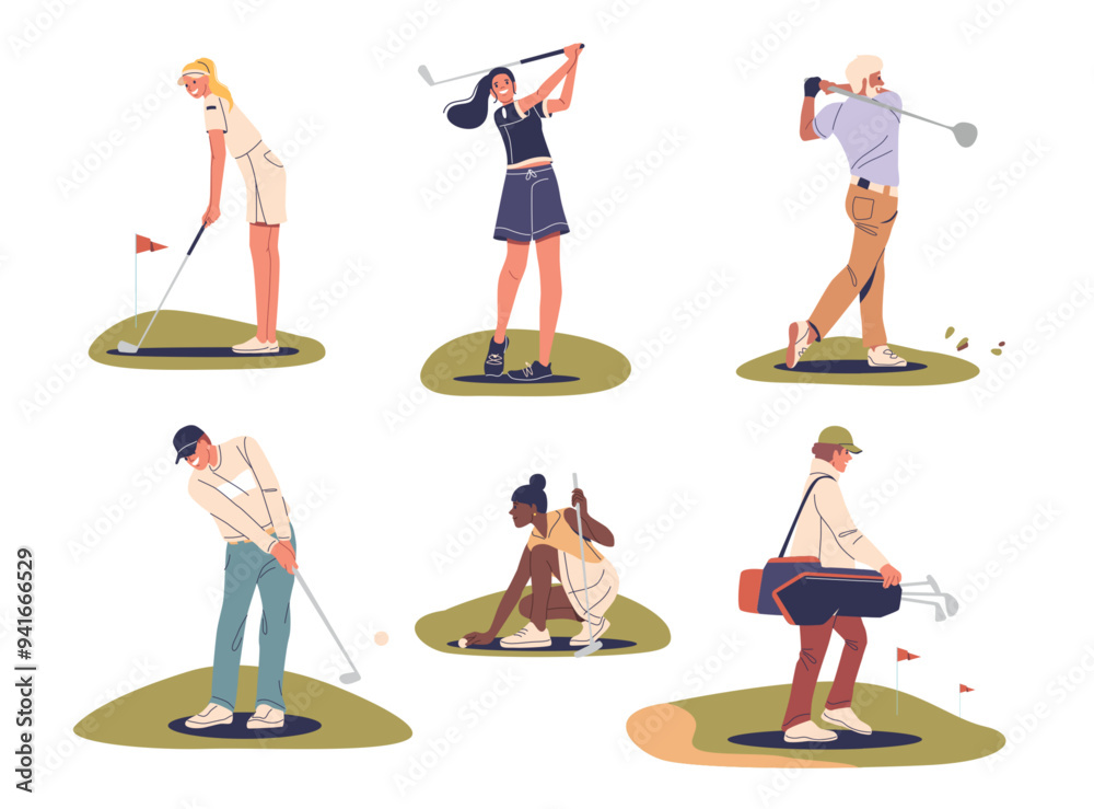 People Playing Golf And Engaging In Various Activities On The Golf ...