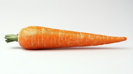 Wall Mural - Close-up of a single fresh carrot on a white background.