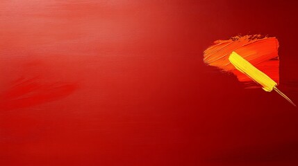 Poster - A vibrant abstract background with red and yellow paint strokes, reminiscent of the Spanish flag. The red background symbolizes passion, energy, and courage, while the yellow stroke represents unity a