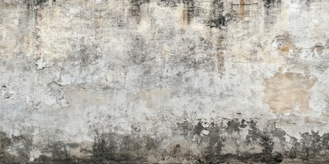 A textured concrete wall with peeling paint and signs of weathering in soft, muted tones