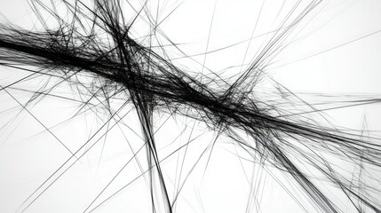 Poster - Abstract lines breaking away from a central path, embodying the concept of distraction and loss of focus, against a white background.
