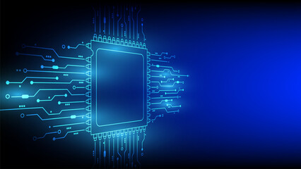 Aufkleber - Abstract technology speed concept. Technology chip processor background circuit board blue technology background vector.	