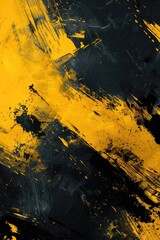 Poster - Close-up shot of a yellow and black painting with textured brushstrokes