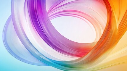 Wall Mural - Abstract lines in vibrant colors forming a smooth, circular flow, symbolizing the life cycle concept, against a soft gradient background.