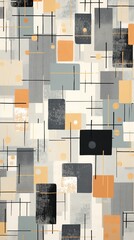 Wall Mural - Super cool retro modern trendy checkery soft Gray colors irregular cartoonish pattern