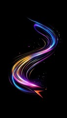 Aufkleber - Vibrant, colorful abstract light streaks on a dark background, creating a dynamic and futuristic visual display perfect for creative designs.