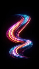 Aufkleber - Vibrant colorful light trails creating an S-shape on a dark background, perfect for abstract, modern design, and digital art projects.