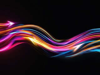 Aufkleber - Colorful abstract light streaks on a black background, creating a dynamic and vibrant energy with smoothly flowing lines of multiple hues.