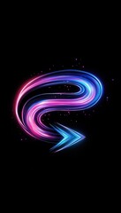Aufkleber - Dynamic neon arrow with vibrant light trails on black background, perfect for modern, tech, and futuristic design concepts.