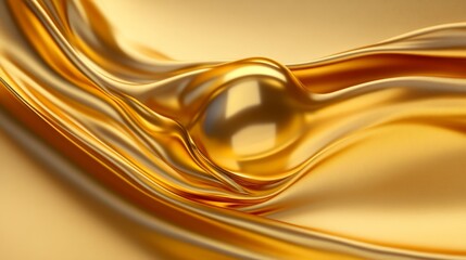 Poster - Abstract background of flowing golden fabric, symbolizing luxury, wealth, elegance, and sophistication. The smooth, fluid movement evokes a sense of motion and dynamism.