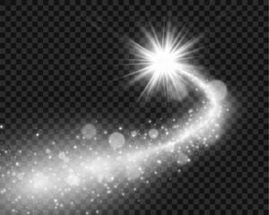 Aufkleber - White blur trail wave, circle silver line of light speed.Vector illustration.