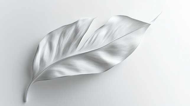 Curved, flowing lines creating a minimalist leaf design, representing natural beauty on a pristine white backdrop.