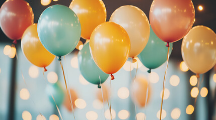 Sticker - Colorful Balloons Floating in a Festive Setting