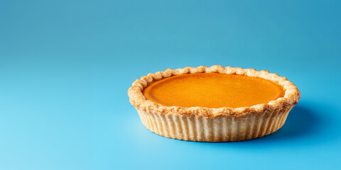 Wall Mural - Delicious autumnal pumpkin pie in baking process, isolated on a gradient background 