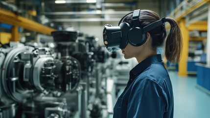 Poster - Immersed in VR, an engineer optimizes manufacturing processes in a state-of-the-art facility.