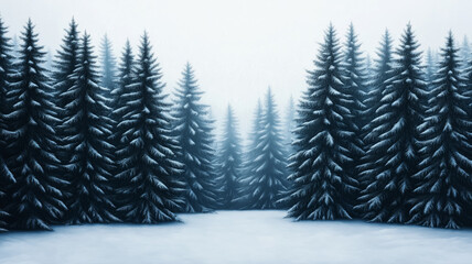 Sticker - Serene winter woodland with towering evergreens dusted in snow gentle snowfall blanketing the landscape soft, muted colors capturing the peaceful stillness of nature 