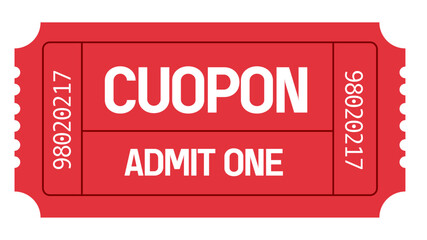 Admit one ticket, Coupon, Red Ticket