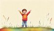 © Christoph Burgstedt - Illustrative depiction of a happy child or children raising their hands in joy against a colorful background