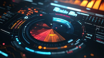 Poster - A detailed view of a pie chart with interactive segments on a digital dashboard, showcasing real-time data updates and analytics.