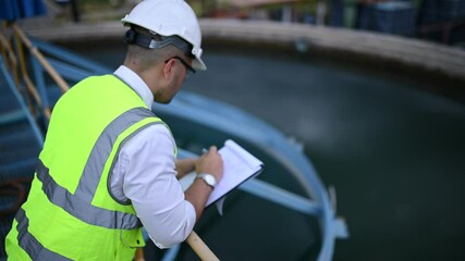 Wall Mural - Environmental engineers work at wastewater treatment plants,Water supply engineering working at Water recycling plant for reuse