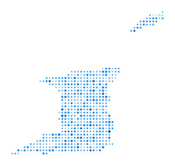 Poster - Trinidad and Tobago Dot Map. Country digital style shape. Trinidad and Tobago vector image. Country shape blue circular dots. Artistic vector illustration.