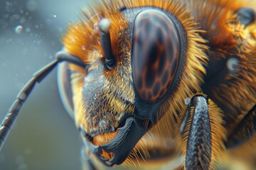 Poster - Close-up view of a bee's face, ideal for illustrating articles about insects or nature