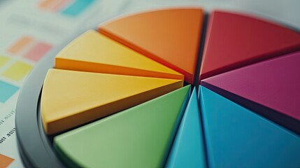 Poster - A macro shot of a pie chart in a presentation slide, capturing the distinct slices and their labels with a professional backdrop.