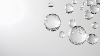 Wall Mural - cg floating water droplets: cg-rendered water droplets suspended in mid-air, perfectly round and tra