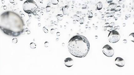 Wall Mural - cg floating water droplets: cg-rendered water droplets suspended in mid-air, perfectly round and tra
