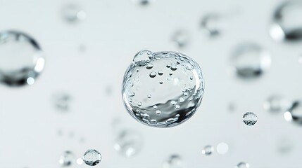 Wall Mural - cg floating water droplets: cg-rendered water droplets suspended in mid-air, perfectly round and tra