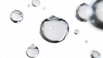 Wall Mural - cg floating water droplets: cg-rendered water droplets suspended in mid-air, perfectly round and tra