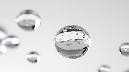 Wall Mural - cg floating water droplets: cg-rendered water droplets suspended in mid-air, perfectly round and tra