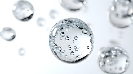 Wall Mural - cg floating water droplets: cg-rendered water droplets suspended in mid-air, perfectly round and tra