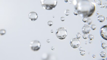 Wall Mural - cg floating water droplets: cg-rendered water droplets suspended in mid-air, perfectly round and tra
