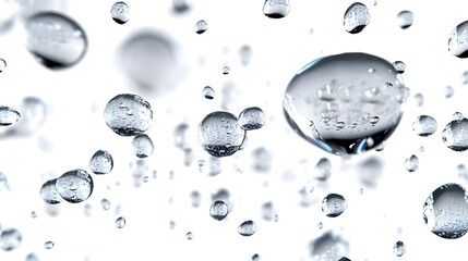 Wall Mural - cg floating water droplets: cg-rendered water droplets suspended in mid-air, perfectly round and tra