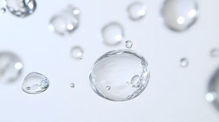 Wall Mural - cg floating water droplets: cg-rendered water droplets suspended in mid-air, perfectly round and tra
