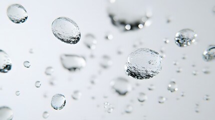 Wall Mural - cg floating water droplets: cg-rendered water droplets suspended in mid-air, perfectly round and tra