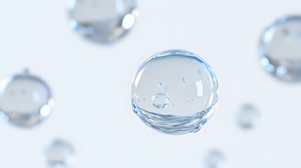 Wall Mural - cg floating water droplets: cg-rendered water droplets suspended in mid-air, perfectly round and tra