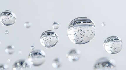 Wall Mural - cg floating water droplets: cg-rendered water droplets suspended in mid-air, perfectly round and tra