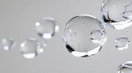 Wall Mural - cg floating water droplets: cg-rendered water droplets suspended in mid-air, perfectly round and tra