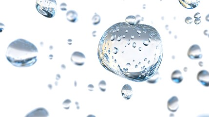 Wall Mural - cg floating water droplets: cg-rendered water droplets suspended in mid-air, perfectly round and tra