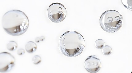 Wall Mural - cg floating water droplets: cg-rendered water droplets suspended in mid-air, perfectly round and tra