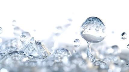Wall Mural - cg floating water droplets: cg-rendered water droplets suspended in mid-air, perfectly round and tra