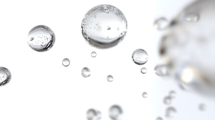 Wall Mural - cg floating water droplets: cg-rendered water droplets suspended in mid-air, perfectly round and tra
