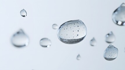 Wall Mural - cg floating water droplets: cg-rendered water droplets suspended in mid-air, perfectly round and tra
